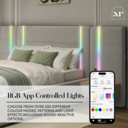 X Rocker Xr Living Amelia Ottoman Double Hotel Bed With Bedside Tables And App Controlled Lights - Grey - thumbnail 3