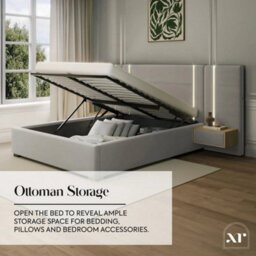 X Rocker Xr Living Amelia Ottoman Double Hotel Bed With Bedside Tables And App Controlled Lights - Grey - thumbnail 4