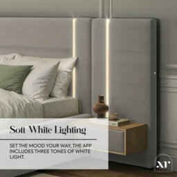 X Rocker Xr Living Amelia Ottoman Double Hotel Bed With Bedside Tables And App Controlled Lights - Grey - thumbnail 5