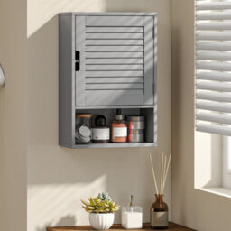 Homcom Bathroom Cabinet, Wall Mounted Cabinet With Adjustable Shelves, Grey