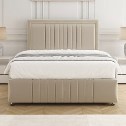 Bsspoke Lily Divan Bed Set Cream Plush Velvet With 24Inch Headboard & Footboard 4 Drawers & Orthopaedic Mattress In All Sizes - thumbnail 2