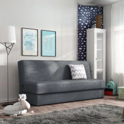 Adela Mini Sofa Bed With Storage Compact Pull Out Guest Bed Modern Upholstered Design Space Saving Solution Dark Grey - thumbnail 3