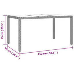 Berkfield Garden Table With Glass Top Beige Poly Rattan&tempered Glass - thumbnail 6