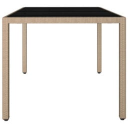 Berkfield Garden Table With Glass Top Beige Poly Rattan&tempered Glass - thumbnail 4