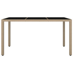 Berkfield Garden Table With Glass Top Beige Poly Rattan&tempered Glass - thumbnail 3