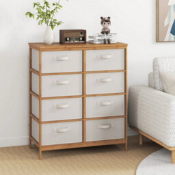 8 Drawer Dresser Bamboo Storage Tower W/foldable Fabric Drawers - thumbnail 4