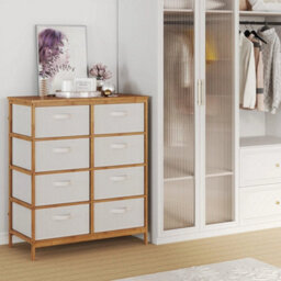 8 Drawer Dresser Bamboo Storage Tower W/foldable Fabric Drawers - thumbnail 5