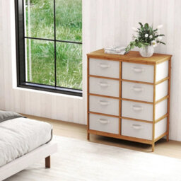 8 Drawer Dresser Bamboo Storage Tower W/foldable Fabric Drawers - thumbnail 6