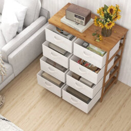 8 Drawer Dresser Bamboo Storage Tower W/foldable Fabric Drawers - thumbnail 3