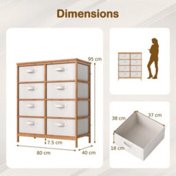 8 Drawer Dresser Bamboo Storage Tower W/foldable Fabric Drawers - thumbnail 2