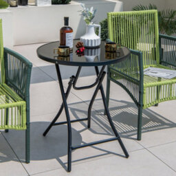 Costway Folding Round Patio Bistro Table Tempered Glass Tabletop Outdoor Cocktail Table