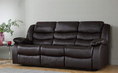3 Seat Brown Recliner Sofa Leather Bonded Reclining Sofa Suite Sofas Chair D Pro T Homeware