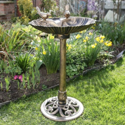 Bronze Effect Birds Hotel Bath Feeder Weatherproof Table Free Standing Pedestal - thumbnail 2