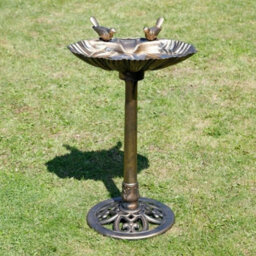 Bronze Effect Birds Hotel Bath Feeder Weatherproof Table Free Standing Pedestal - thumbnail 3