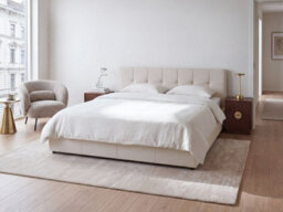Beliani Ottoman Bed Lauresses Fabric Light Beige 180 X 200 Cm (Eu Super King) - thumbnail 2