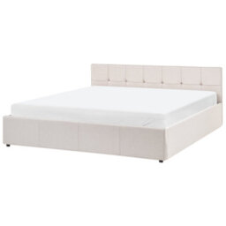Beliani Ottoman Bed Lauresses Fabric Light Beige 180 X 200 Cm (Eu Super King) - thumbnail 5