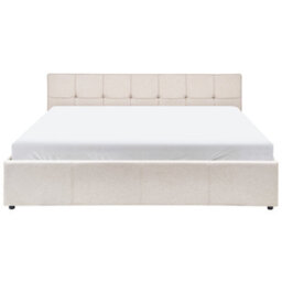 Beliani Ottoman Bed Lauresses Fabric Light Beige 180 X 200 Cm (Eu Super King) - thumbnail 6