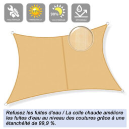 Beige 2X3M Rectangular Shade Sail 95% Uv Protection Waterproof - thumbnail 2