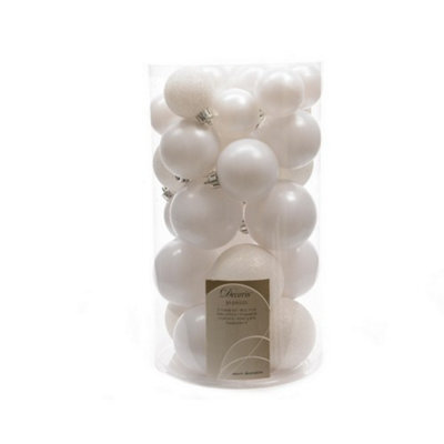 Kaemingk Shatterproof Christmas Baubles (Pack Of 30) Winter White (Pack Of 30)