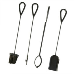 Dibor Contemporary Black Fireside 4 Piece Freestanding Companion Set 75Cm With Coal Bucket And Scoop - thumbnail 3