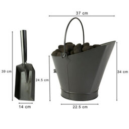 Dibor Contemporary Black Fireside 4 Piece Freestanding Companion Set 75Cm With Coal Bucket And Scoop - thumbnail 5