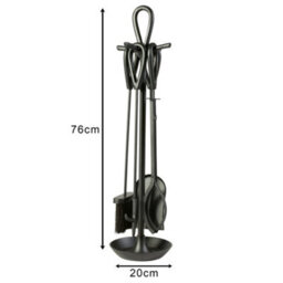 Dibor Contemporary Black Fireside 4 Piece Freestanding Companion Set 75Cm With Coal Bucket And Scoop - thumbnail 6