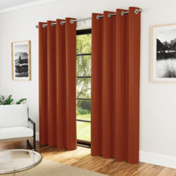 Enhanced Living Nightfall Plain Supersoft Orange Thermal Blockout Eyelet Curtains (Pair) - 66 X 90 Inch (168 X 229Cm)