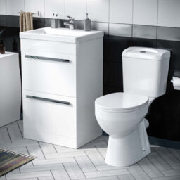 Nes Home 510 mm Basin 2 Drawer Vanity Cabinet & Wc Toilet Pan 2-Piece Suite - thumbnail 1