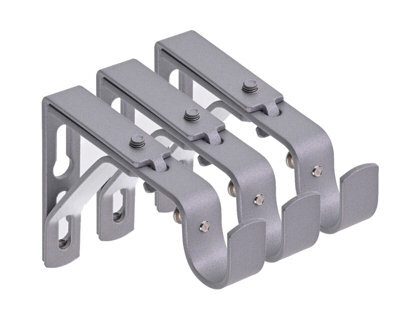 Lister Cartwright 19mm Curtain Pole Ends Brackets With Adjustable Screws Metal Finish (Pack Of 3)