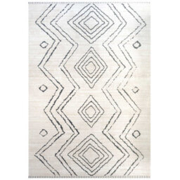Loomed Cream Black Moroccan Berber Diamond Geometric Living Area Rug 240X330Cm - thumbnail 7
