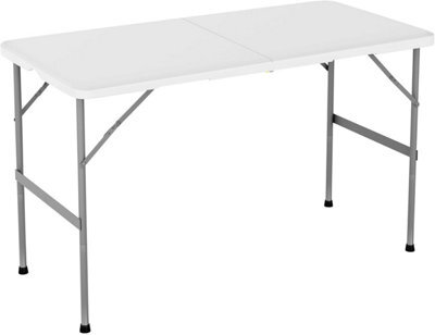 MCC Direct 4Ft Folding Table Heavy Duty Outdoor And Indoor Use Garden Camping Event Table White