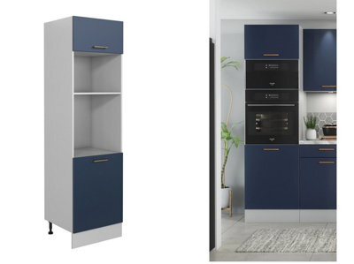 Impact Furniture Tall Oven And Microwave Housing Unit For 600mm Single Oven Dark Navy Blue Kitchen Cabinet Nora - image 1