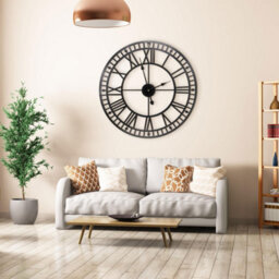 Taylor & Brown 60Cm Vintage Black Wall Clock, Silent Nonticking, Battery Operated With Roman Numerals For Home & Garden - thumbnail 9