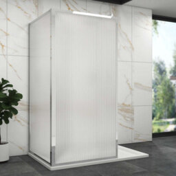 Royal Bathrooms Luxor 2 Sided Walk In Wet Room Fluted Shower Enclosure With 1400 X 760mm Stone Tray & Chrome Frame 8mm Easy Clean Glass - thumbnail 1