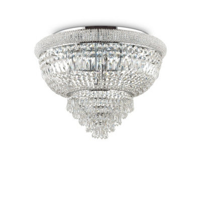 Ideal Lux Dubai Indoor 24 Lights Flush Chandelier Ceiling Lamp Chrome, E14