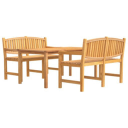 Berkfield 3 Piece Garden Dining Set Solid Wood Teak - thumbnail 2
