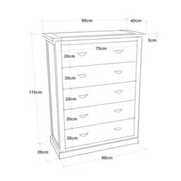 Cabinet Bits Lucca 5 Drawer Chest Of Drawers Brass Cup Handle - thumbnail 8