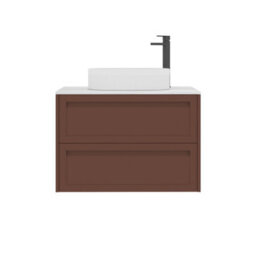 Royal Bathrooms Royal Bathroom Elmore 800mm Terracotta Clay Wall Mounted Countertop Bathroom Vanity Unit 2 Drawer With Lyon Basin - thumbnail 7