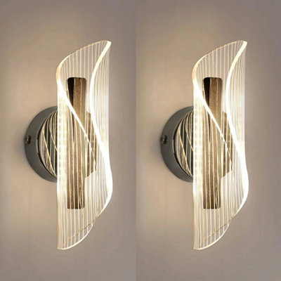 2X Led Wall Light 12W Chrome 3-Colour Wall Lamp Scone Bedroom Indoor Hallway - image 1