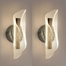 2X Led Wall Light 12W Chrome 3-Colour Wall Lamp Scone Bedroom Indoor Hallway - thumbnail 1