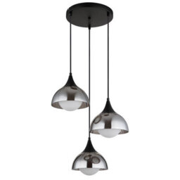 Luminosa Lighting Luminosa Eva Cluster Pendant Ceiling Light Matt Black Smoke Glass Shade 3X G9 - thumbnail 2