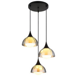 Luminosa Lighting Luminosa Eva Cluster Pendant Ceiling Light Matt Black Smoke Glass Shade 3X G9 - thumbnail 1