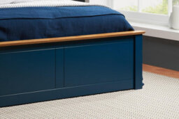 Save On Goods UK 4Ft Small Double Navy Blue Wood Wooden Ottoman Gas Lift Up Storage Bed Frame Bedstead - thumbnail 6