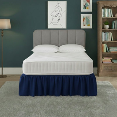 Base Valance Polycotton Sheet For Divan Beds Easy Care Bed Base Cover Blue - image 1