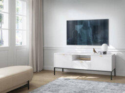 Arte Nova Tv Cabinet In White - Sturdy And Stylish Entertainment Centre With Drawer And Closed Compartments W1540mm X H560mm X D390mm - thumbnail 5