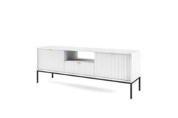 Arte Nova Tv Cabinet In White - Sturdy And Stylish Entertainment Centre With Drawer And Closed Compartments W1540mm X H560mm X D390mm