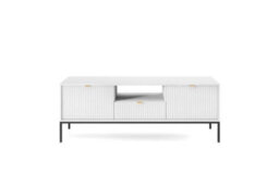 Arte Nova Tv Cabinet In White - Sturdy And Stylish Entertainment Centre With Drawer And Closed Compartments W1540mm X H560mm X D390mm - thumbnail 2