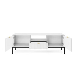 Arte Nova Tv Cabinet In White - Sturdy And Stylish Entertainment Centre With Drawer And Closed Compartments W1540mm X H560mm X D390mm - thumbnail 3