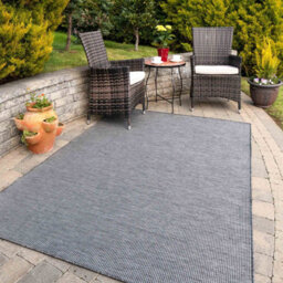 Loomed Slate Grey Soft Plastic Value Indoor Outdoor Weatherproof Washable Area Rug 117X170Cm - thumbnail 2