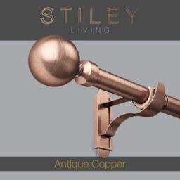 Stiley Living 710mm To 1200mm Antique Copper Extendable Klick Fit Curtain Pole Kit Orb - thumbnail 1